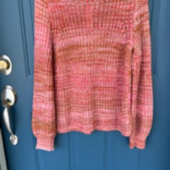 LOFT SPACEDYE KNIT V NECK SWEATER SIZE MEDIUM NWT PINK ORANGE  PASTELS - Picture 11 of 15